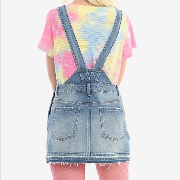 Hot Topic Denim Overall Skirt Skirtall Distressed XS - Picture 3 of 16